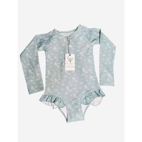 Sweet P Baby Co. Long Sleeve Surf Print Swimsuit – Size 2T - Picture 4 of 10